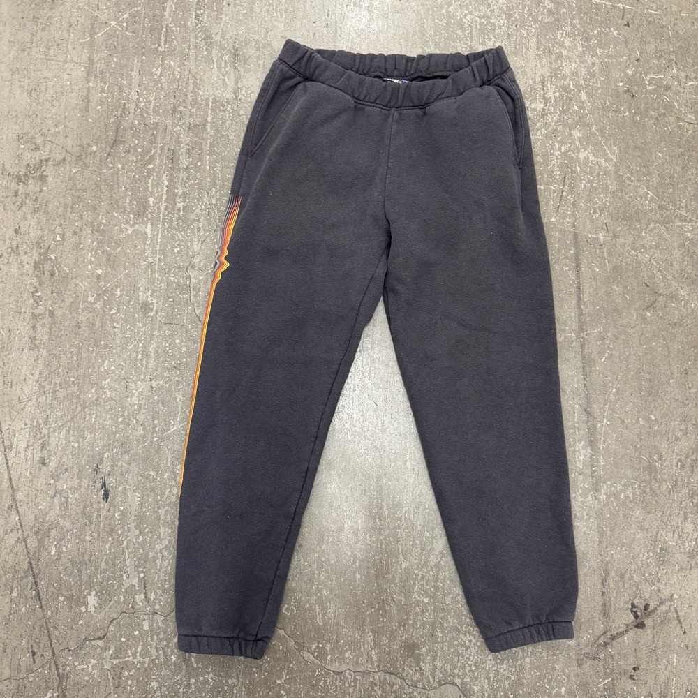 Patagonia Sweatpants Mens S Black Excellent Rainbow Wave Graphic Joggers